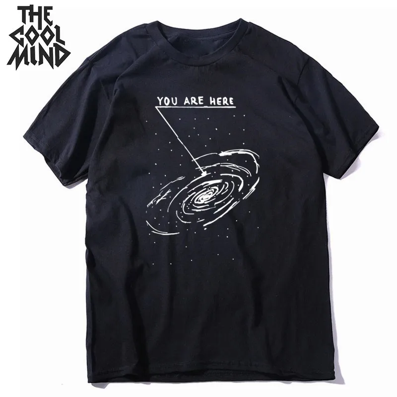 Men Tshirt COOLMIND Space Summer Cotton O-Neck Loose Male