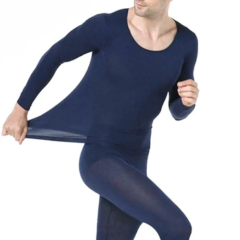 

Men Seamless Elastic Thermals Inner Wear Solid Color Warm Slim Underwear for Winter -MX8