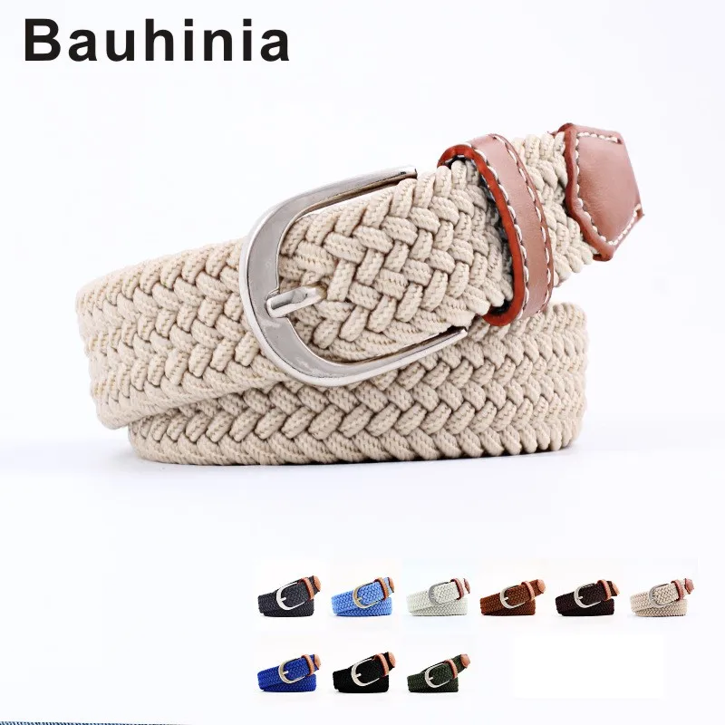 

Bauhinia brand extended version of the new stretch woven unisex plain weave thin belt pin buckle canvas all-match jeans belt
