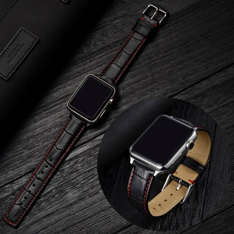 Ремешок для часов Anbeer Apple 38 мм 40 42 44 кожаный ремешок Iwatch 5 4 3 2 1 мужской и женский