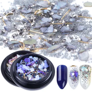 

Mixed Rhinestones Designs 3D Nail Art Decorations Glitter Zircon Beads Shell Gem Slices Stone Metal Sequins Studs Manicure