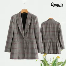 Women's suit jacket, top women's office, autumn and winter long sleeves, single button stripes, fashionable retro new style