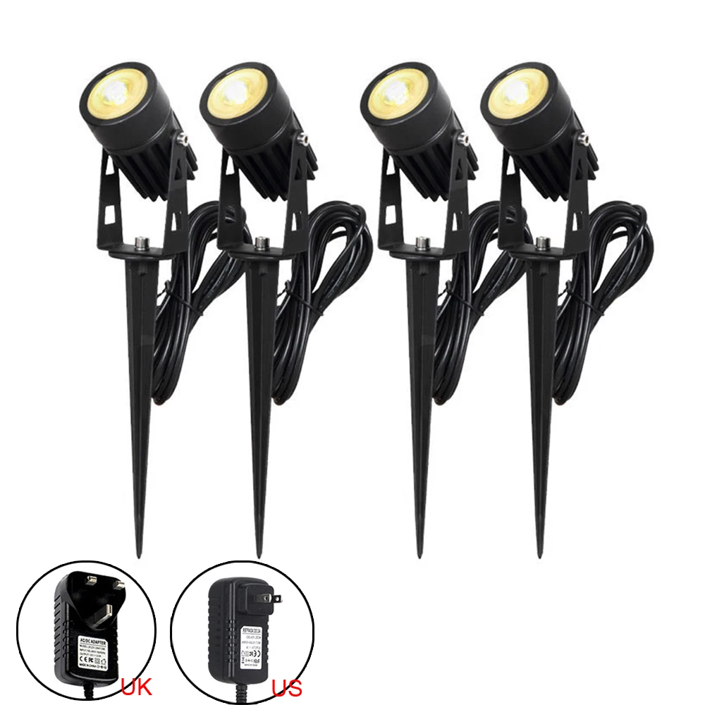 

4pcs DC12V Garden Spotlight LED COB IP65 Outdoor Spike Garden Lights Path Yard Pathway Xmas Landscape Lamp 4*3W