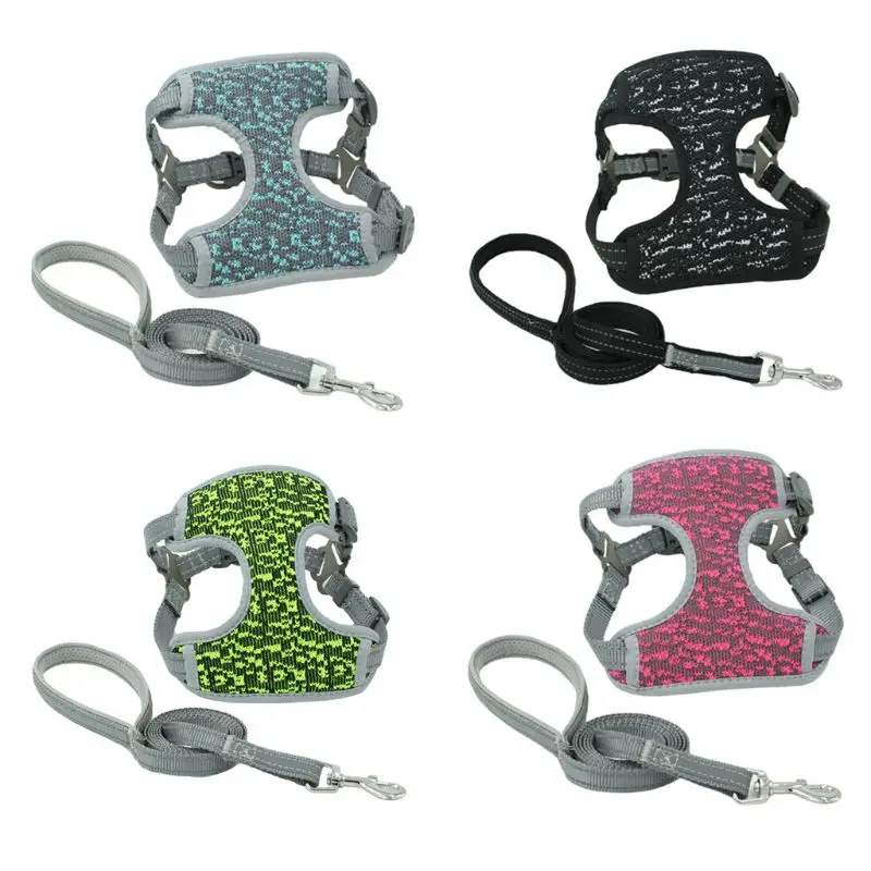 

Pet Dog Harness Vest Leash Set Explosion-proof Reflective Breathable Puppy Cat Chest Collar for Small Medium Large Dogs