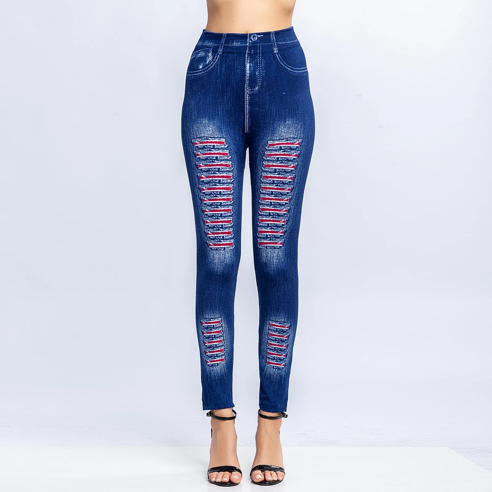 denim leggings elastic waist