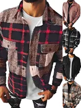 

Men's Plaid T-Shirt Turn Down Collar Check Print Long Sleeve Casual Shirt Man Knit Shirts Spring/Autumn Button Corduroy Tunics
