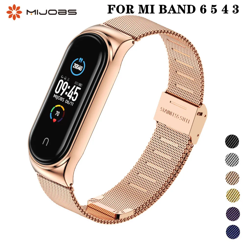 Металлический браслет Миланская петля для Mi Band 6 5 4 3 из нержавеющей стали Band6