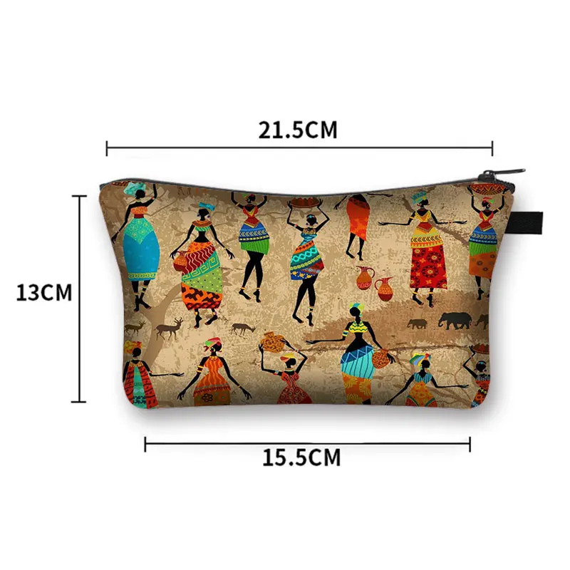 African Woman Print Cosmetic Bag Afro Ladies Makeup Bags Fashion Girls Cosmetic Case Portable Lipstick Storage Bags For Travel