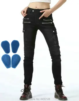 

Free shipping Loong biker four chains fashion motorcycle riding jeans female knight protective trousers locomotive casual pants