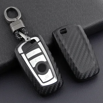 

Carbon Fiber Look Car Key Case Cover Fob Holder For BMW 1 2 3 4 5 6 7 M Series X3 X4 F22 F30 F36 F10 F07 F12 F01 F26 Accessories
