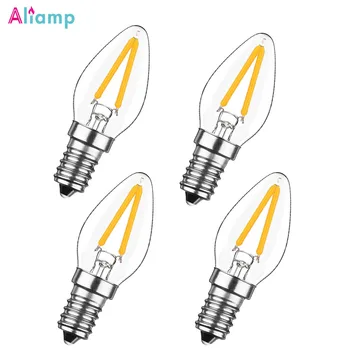

E14 LED Candle Bulb C7 Night Light 2700K Warm White Mini Torpedo Shape 15W Enquivalent 2W Edison Screw Lamp 110V 220V 4Pack