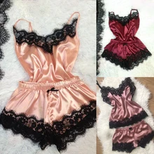 Модное сексуальное женское белье шелковое кружевное повседневное свободное однотонное Ночная рубашка без рукавов ночное белье Летняя женская одежда Удобная