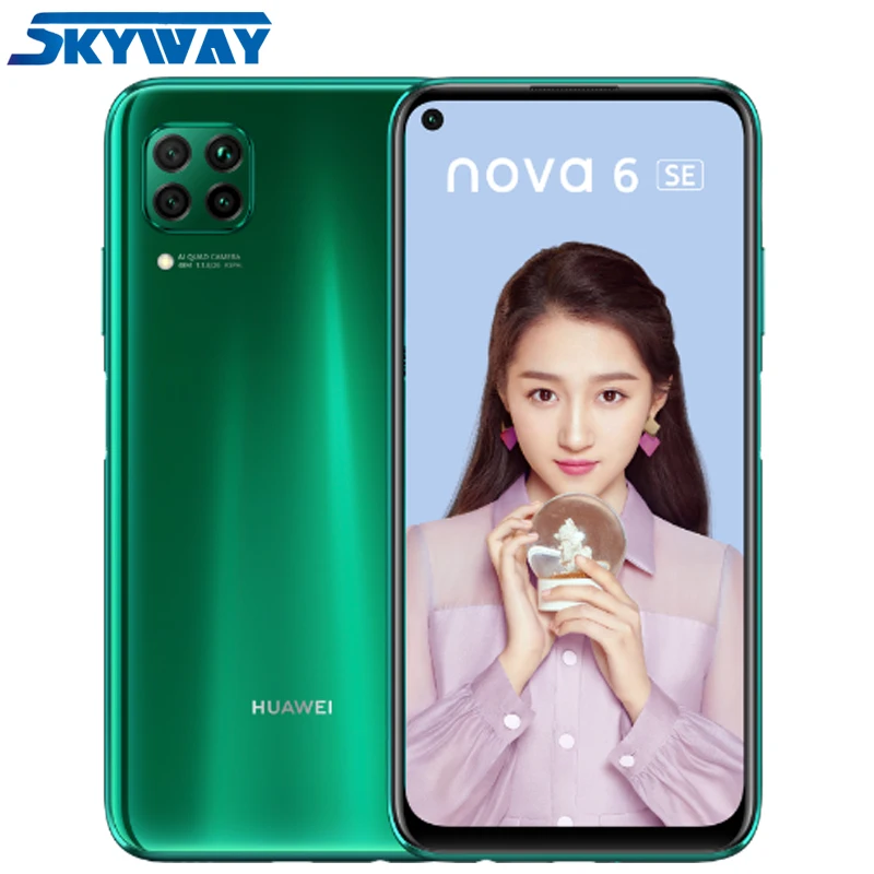 huawei Nova 6 SE, 8 ГБ, 128 ГБ, Kirin 810, четыре ядра, 6,4 дюймов, FHD, 2310x1080 P, полный экран, 48мп, четырехъядерный, камера, 4200 мАч, большая батарея