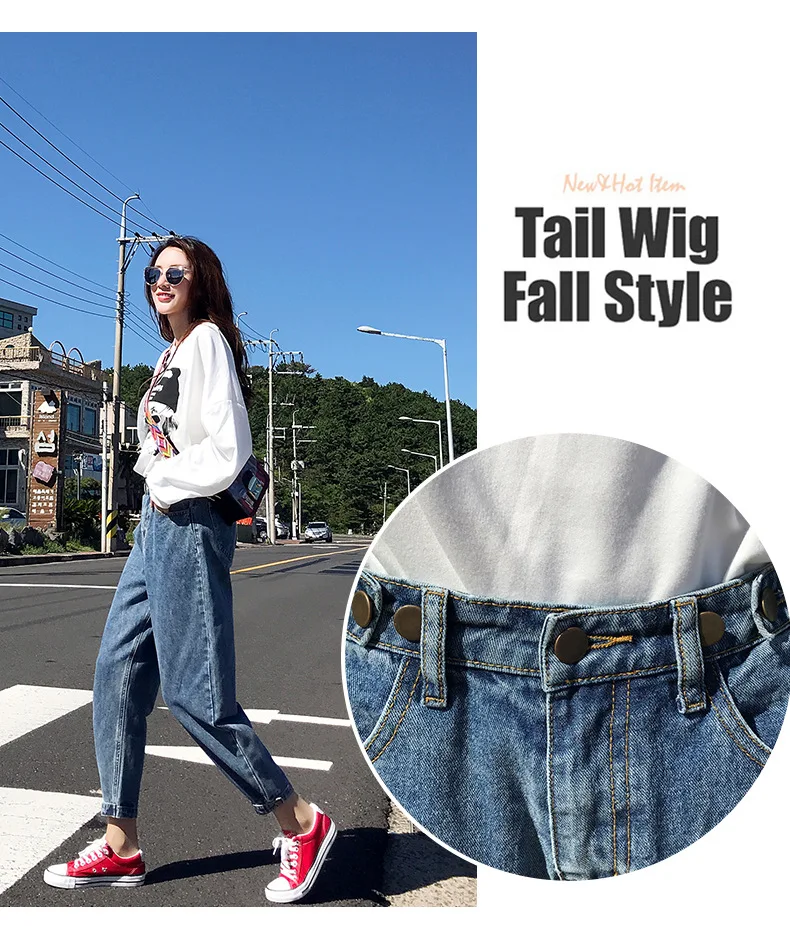 women vintage denim jeans high waist pockets zipper fly design stylish female trousers long Pants