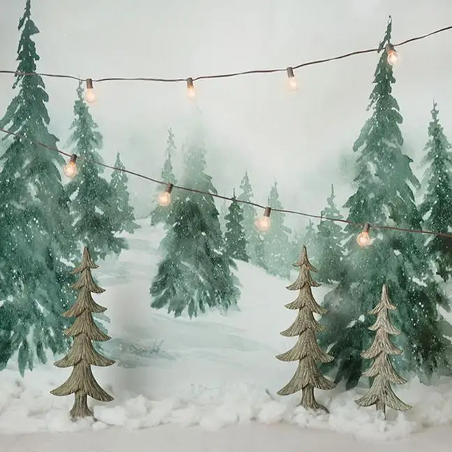 Toile Fond Hiver MEHOFOND - 3x2.1m, Forêt Enneigée - Décoration Photo Studio - Noël