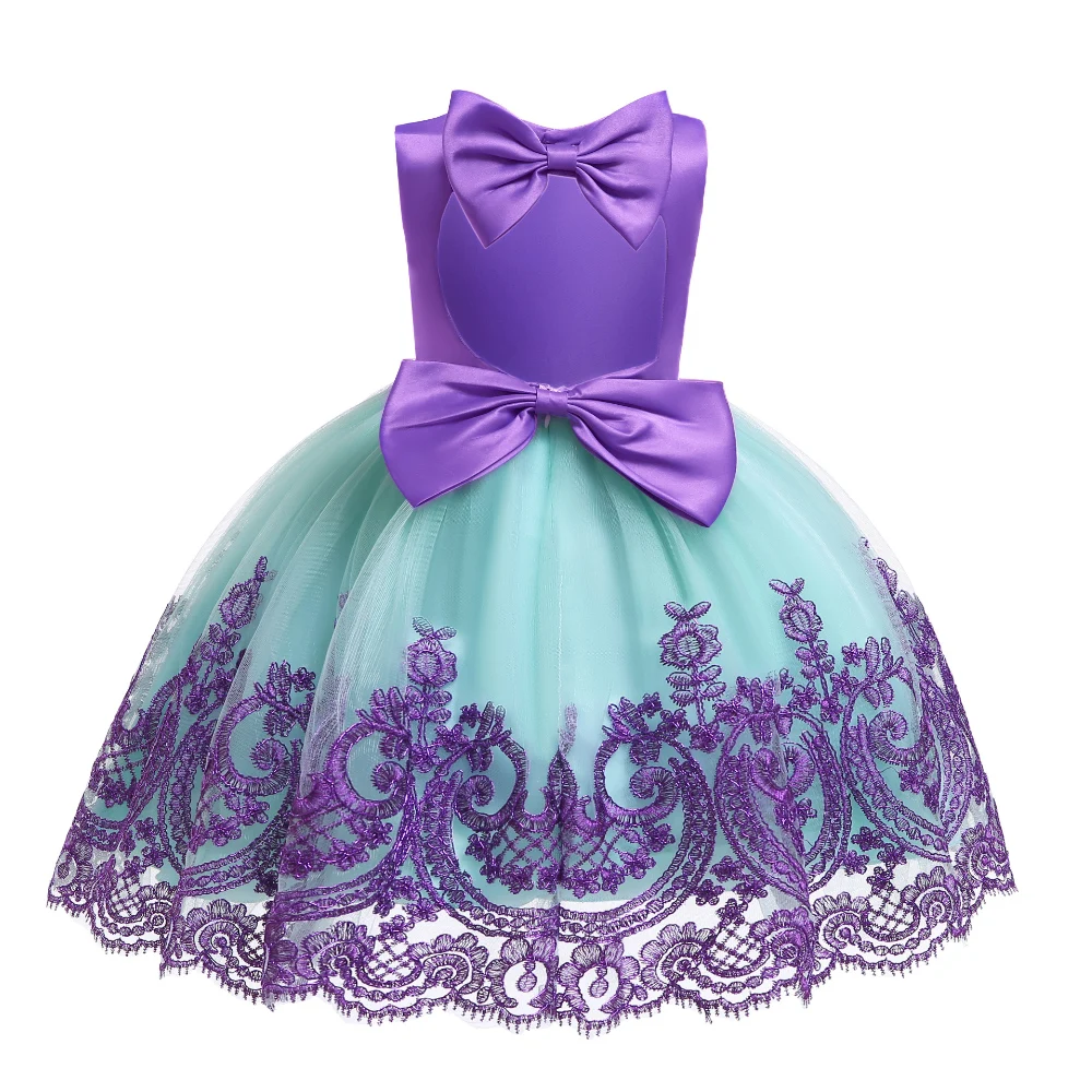 Кружевное платье-пачка с открытой спиной и большим бантом для маленьких девочек; элегантные праздничные платья принцессы на свадьбу; детская одежда на Рождество