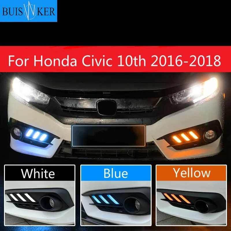 Автомобиль 1 комплект светодиодный DRL Дневной светильник желтый Поворотная