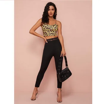 

Womens Stretch Pencli Pants Fashion Bottom Gothic Punk Pants Sexy Lady Lace Solid Color High Waist Leggings Casual Slim Pants