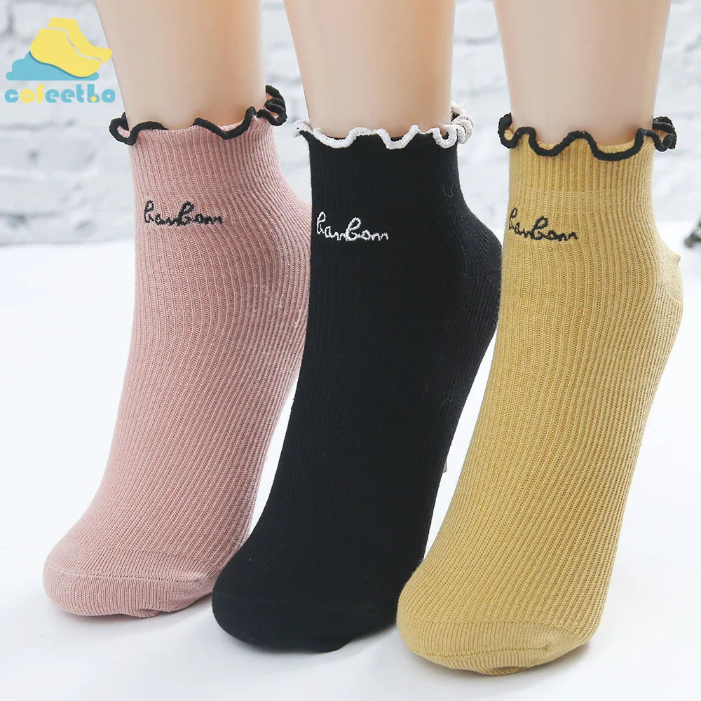 Милые кружевные носки с вышитыми буквами; милые короткие хлопковые носки; Повседневная Удобная обувь для девочек; женские модные аксессуары