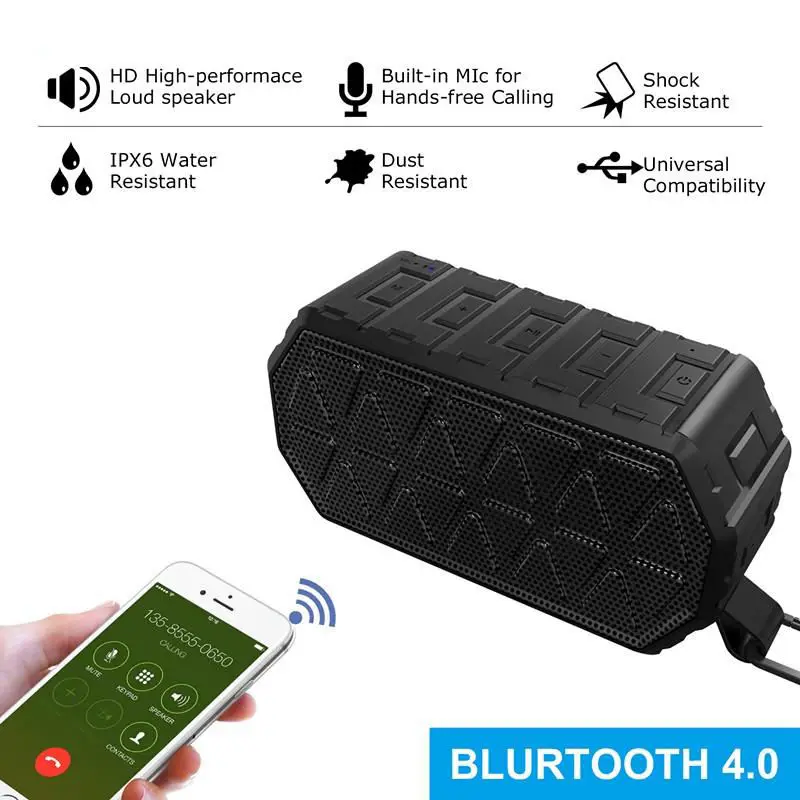 Открытый Ipx6 Водонепроницаемый Беспроводной V4.2 Bluetooth динамик пылезащитный громкий динамик глубокий бас сабвуфер Колонка ударопрочный Велоспорт Spe