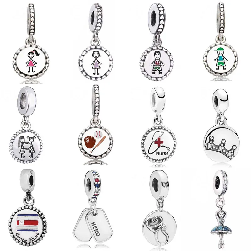 Jewelry & Beauty Charms Daughter Dangle Charm with Enamel Stick Figure Charm Fit All European