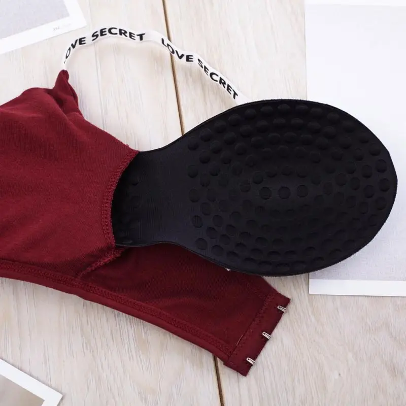 Women Cropped Padded Bra Alphabet Straps Modal removable chest pad Tube Tops