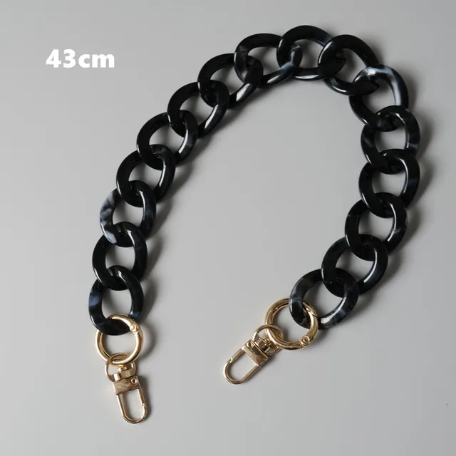 New Fashion Woman Handbag Accessory Parts Cute Chain Black Acrylic Resin Chain Luxury Strap Women Shoulder Clutch Handle Chain Round  43cm