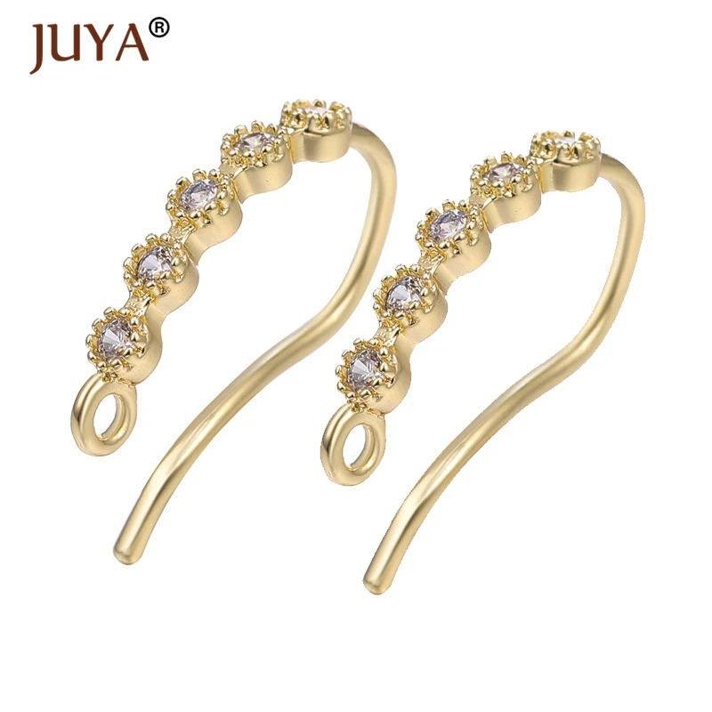 4 Pairs 14K gold Фурнитура для сережек Модные швензы креативные серьги из циркония со стразами, набор рыболовных крючков для сережек, ювелирных изделий, 4 пары - Цвет: 4 Pairs 14K gold