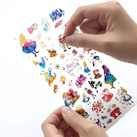 

Colorful Alice Theme PVC Sticker 9cm*20cm 1 Sheet DIY Decoration Supplies Free Shipping
