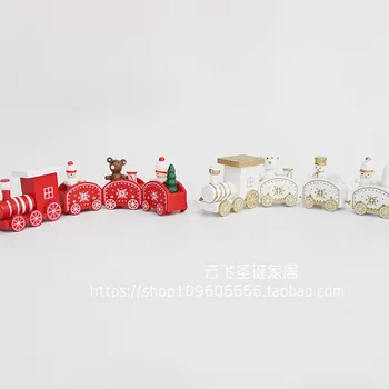

Creative gifts wooden Christmas four-section small train layout ornaments desktop window display layout dress up gifts