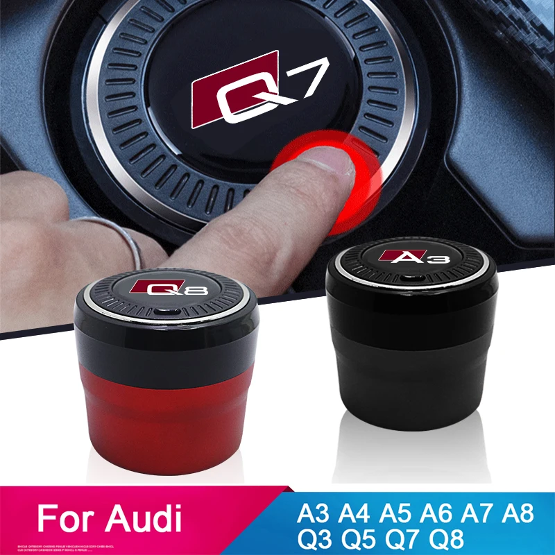 Car accessories ashtray Button open style LED Stainless steel plastic For AUDI A3 A4 A5 A6 A7 A8 Q3 Q5 Q7 Q8 | Автомобили и