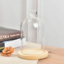 Промо-акция! 1 шт 10x18 см деревянный шар/плюс любовь и стеклянная крышка, стеклянная ваза, украшение дома стеклянная крышка