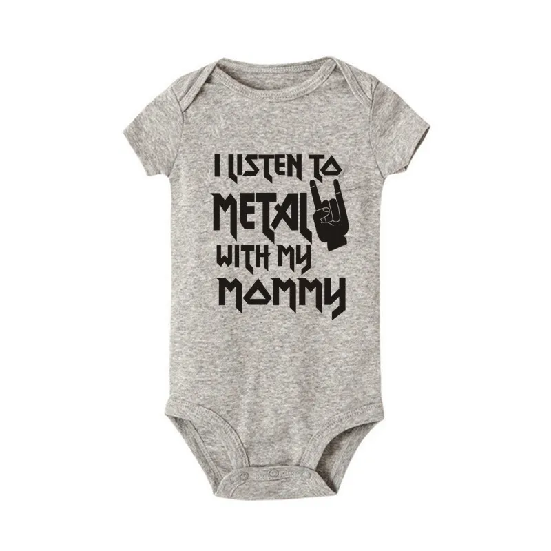 I Listen to Metal with My Mommy and Daddy Baby Bodysuits Cotton Soft Baby Body Suit Short Sleeve Jumpsuit Baby Boy Girl Outfits 5