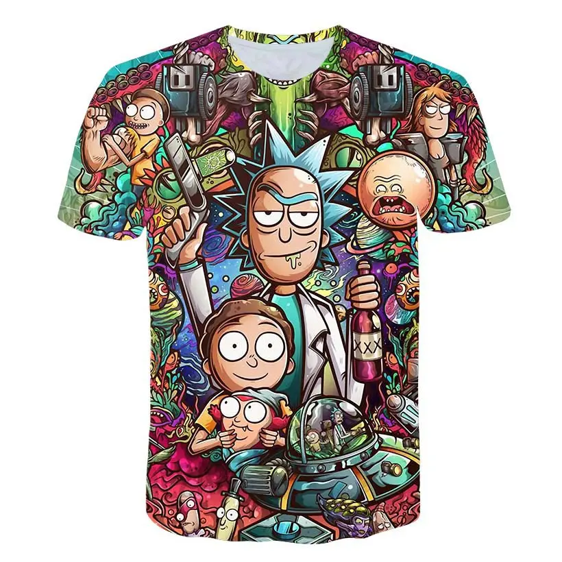 Новинка года, летняя модная детская футболка для мальчиков и девочек с 3d принтом «Рик и Морти» футболка с аниме «хип-хоп» Футболки