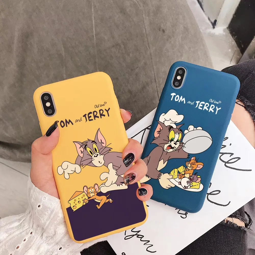 Милый чехол для телефона с забавным рисунком Tom Jerry для iPhone Xs MAX Xr X 6 6s 7 8 plus, мягкая задняя крышка из ТПУ с кошкой и Мышкой