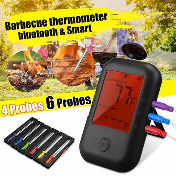 

4Pcs/6pcs Probes Smart Digital BBQ Thermometer Wireless APP Control Timing Kitchen Oven Meat Food bluetooth Temperature Gauges