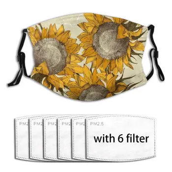 

Vintage Sunflowers Illustration Men And Women Adult Outdoor Washable Dust Breathable Masker Filter Reusable