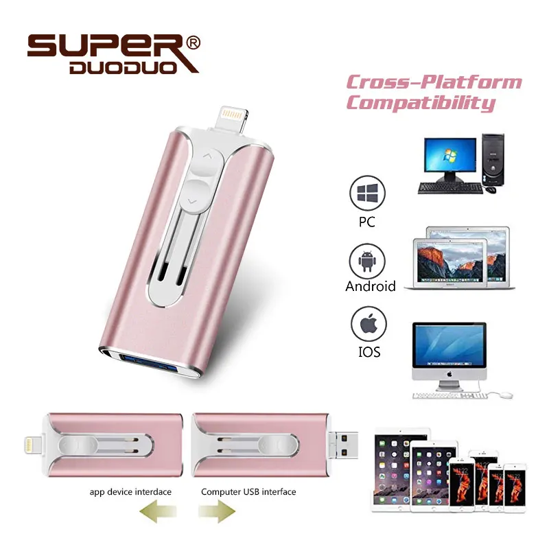 OTG USB флеш-накопитель Usb 2,0 флеш-накопитель для iPhone/iPAD/Android смартфонов/планшетов/ПК 8 ГБ 16 ГБ 32 ГБ 64 Гб 128 ГБ флешка