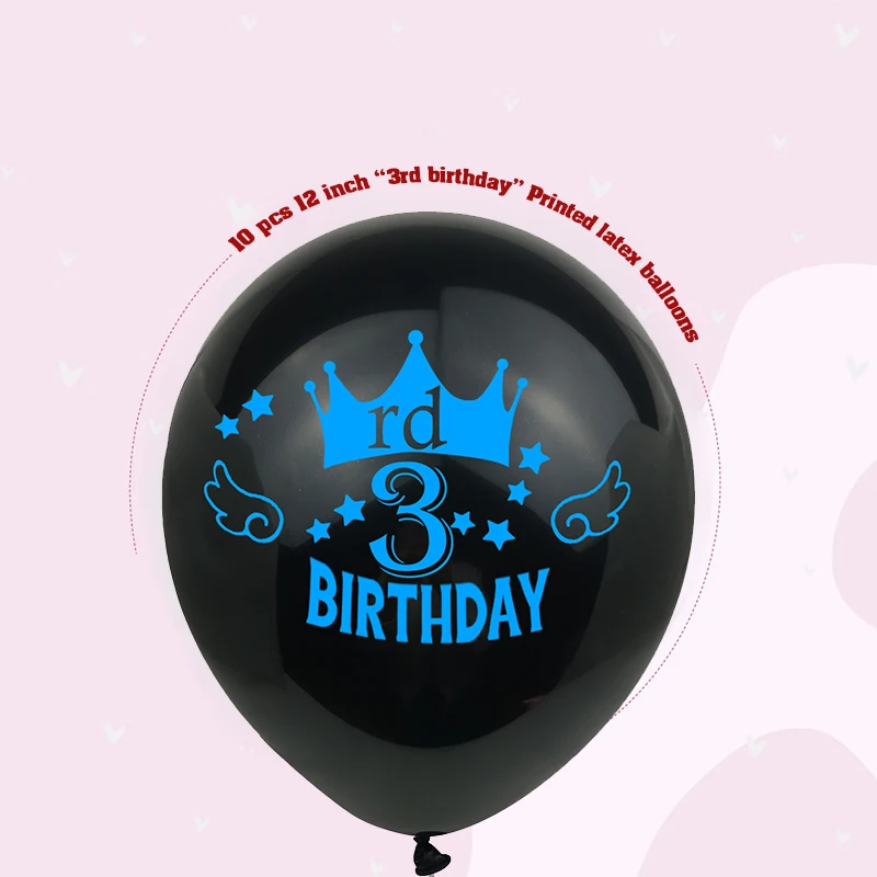 ZLJQ 3-й день рождения шары 3 года мальчик девочка количество шары День рождения украшение третий день Рождения Вечеринка Детский Душ Поставки - Цвет: B blue