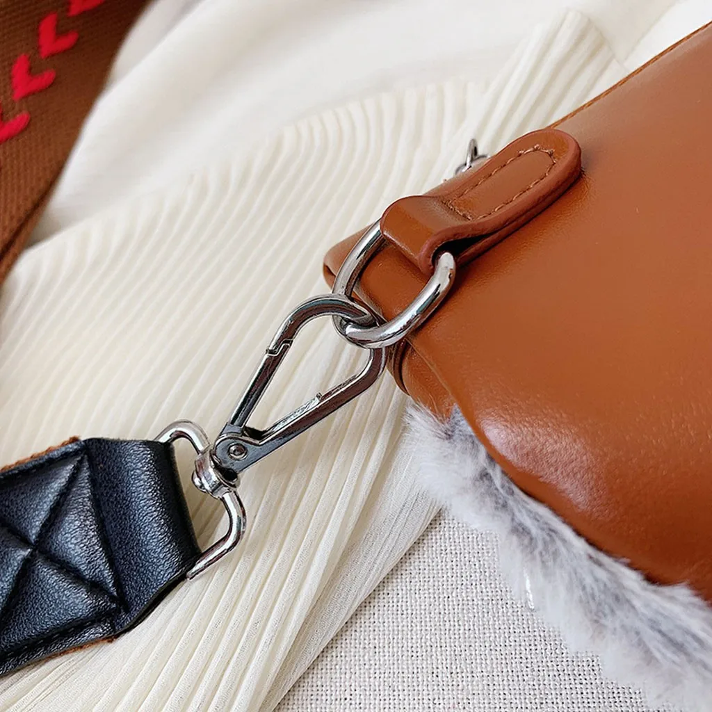 Модная женская плюшевая сумка-мессенджер контрастного цвета, нагрудная сумка, поясная сумка, сумка для телефона, женская сумка nouveau#35