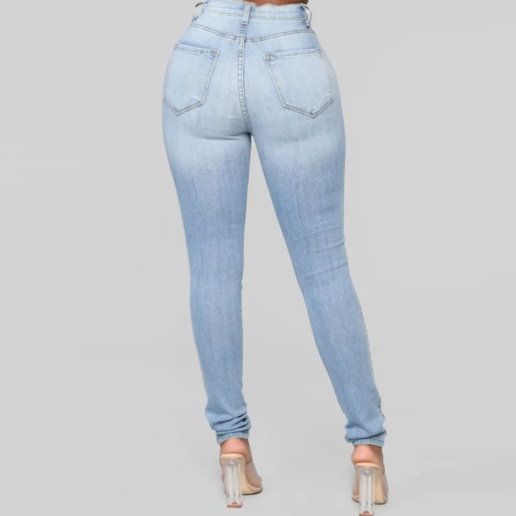 New Blue Jeans Pancil Pants Women High Waist Slim Denim Jeans Casual Stretch Skinny Trousers Jeans#y3