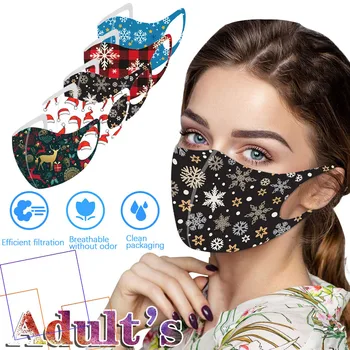 

Mascarilla 10pc Christmas Print Men And Women Mouth Masks For Face Masks Washable Earloop Mask Mouth Caps Washable