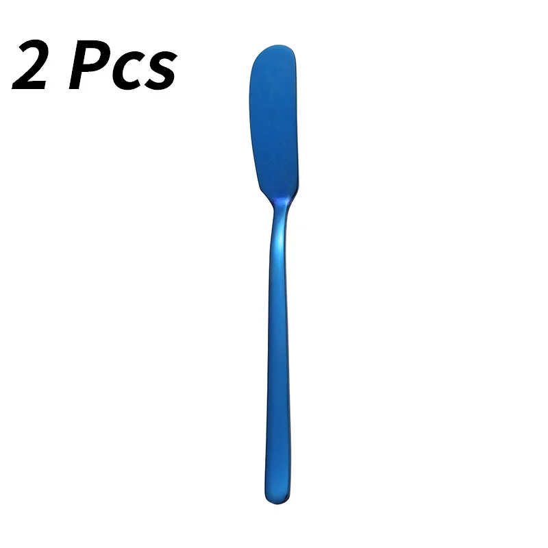2 Pcs Blue Нержавеющая сталь красочные масло шпатель Джем десерт сыра нож фондю терка для сыра слайсер - Цвет: 2 Pcs Blue