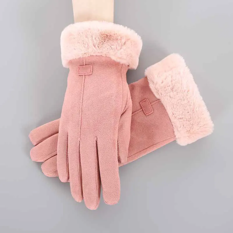 pink Перчатки для езды на велосипеде, полный палец, подушечка, визг, плюшевая перчатка для женщин, Спорт на открытом воздухе, вождение-MX8 - Цвет: pink