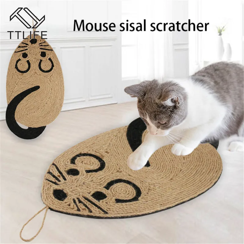 

Anti Scratch Training Sisal Pad Lounge Cat Scratching Mat Funny Mouse Shaped Interaction Toy Furniture Protection Wall Hanging