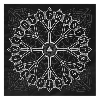 

Nordic Style Viking Pirates Rune Tree Of Origin Rune-Forged Divination Tarot Tablecloth For Magicians Daily Board Games