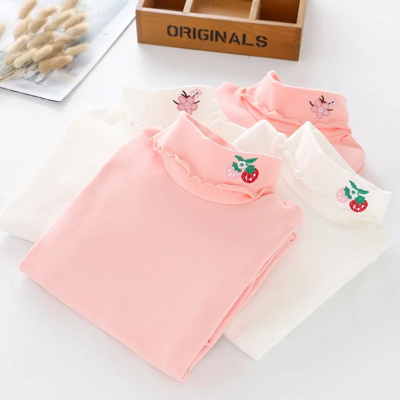 Осенние футболки с длинными рукавами для маленьких девочек топы ярких цветов с оборками, повседневные однотонные футболки для девочек одежда принцессы