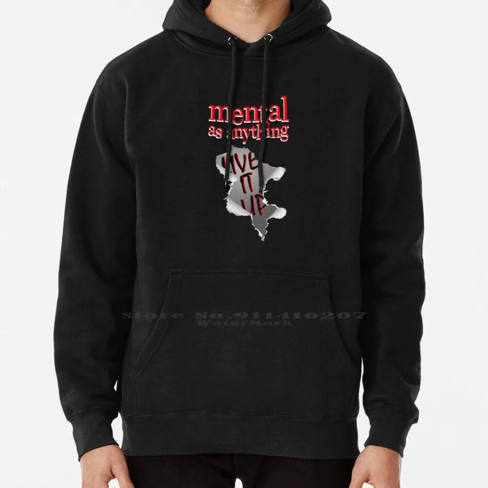 Mental As Any Felpa Con Cappuccio Maglione 6Xl Cotton Band Group Anni '80 Backtothe80S Mental Any New Wave Pop Live It Modern