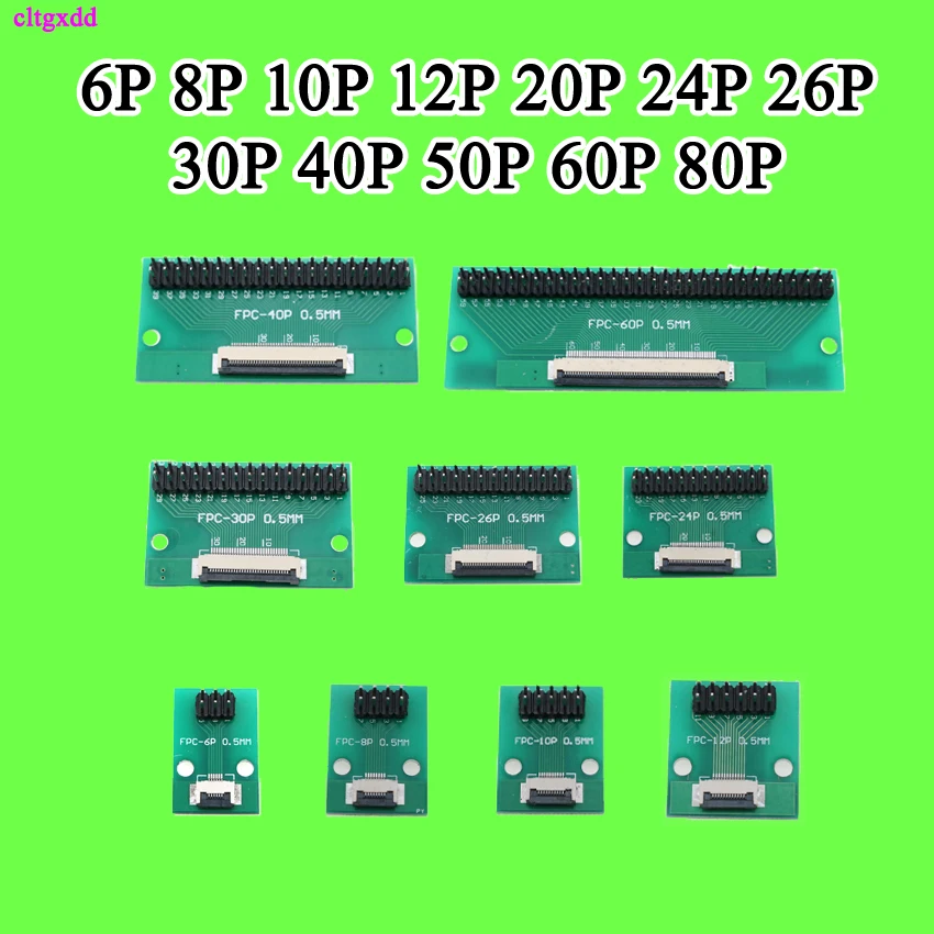 

cltgxdd DIY FPC/FFC adapter board 1.0mm connector Straight needle and Curved pin 6P 12P 24P 30P 40P 50P 60P 80P butt welded seat