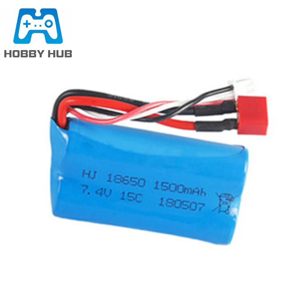 7,4 В 1500 мАч 18650 lipo Батарея+ USB Зарядное устройство для Wltoys 12428 12401 12402 12403 12404 12423 FY-03 FY01 FY02 батареи для радиоуправляемых игрушек - Цвет: Красный